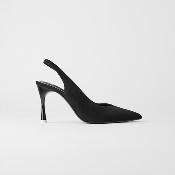 Zara heeled slingback Black NWT - Picture 1 of 3